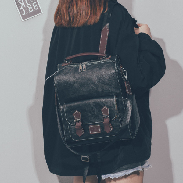 Sieviešu ikdienas mugursoma no eko ādas ar rokturi