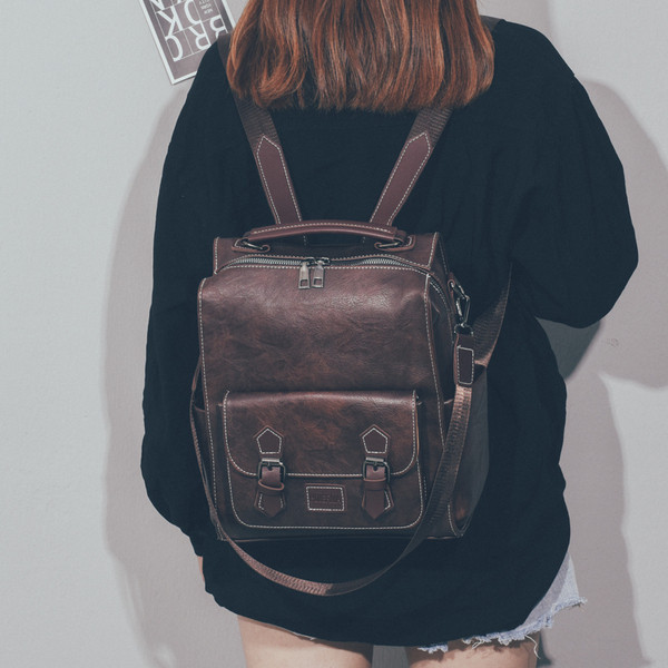 Sieviešu ikdienas mugursoma no eko ādas ar rokturi