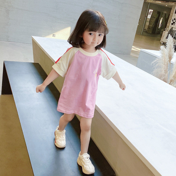 Ikdienas bērnu kleita ar apdruku un 3/4 piedurknēm