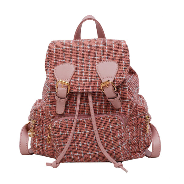 Moderna sieviešu rūtainā mugursoma ar rokturi