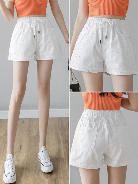 Pantaloni scurți casual cu cravate și pietre