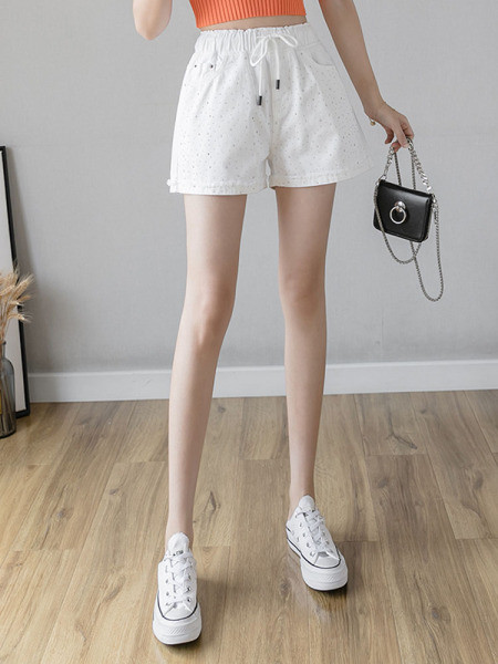 Pantaloni scurți casual cu cravate și pietre