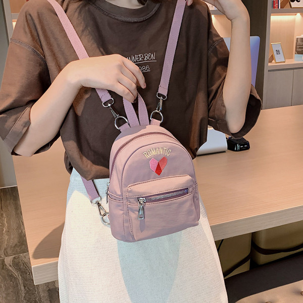 Ikdienas sieviešu mini mugursoma ar uzrakstu un rāvējslēdzēju