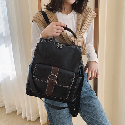 Sieviešu ikdienas mugursoma no eko ādas ar rokturi