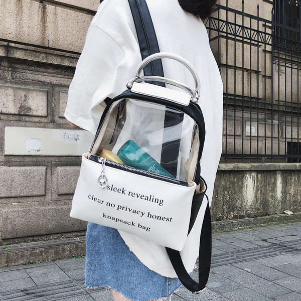 Sieviešu ikdienas mugursoma ar uzrakstiem un rokturi