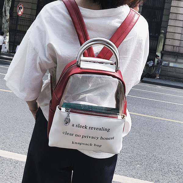 Sieviešu ikdienas mugursoma ar uzrakstiem un rokturi