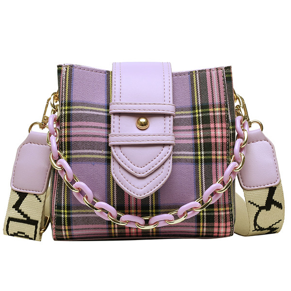 Moderna sieviešu rūtainā soma ar platu rokturi