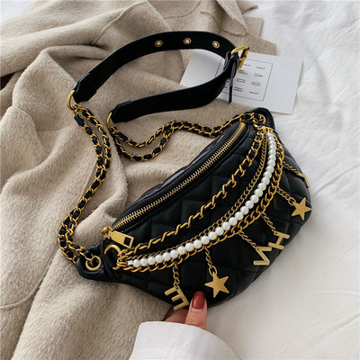 Geanta de umar eleganta de dama cu perle decorative