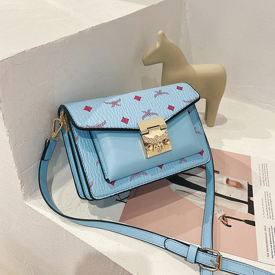 Sieviešu maza mākslīgās ādas soma ar metāla elementu un garu rokturi