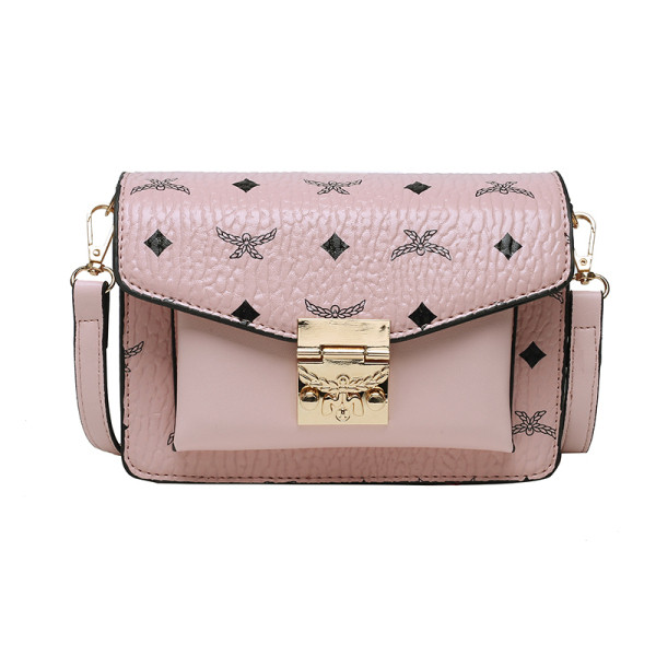 Sieviešu maza mākslīgās ādas soma ar metāla elementu un garu rokturi