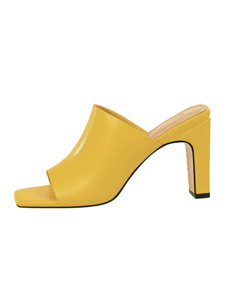 Γυναικείες έκο δερμάτινες παντόφλες με τετράγωνο τακούνι