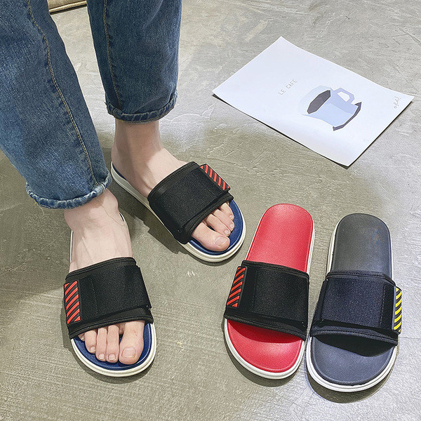 Neslīdošas ikdienas vīriešu čības ar plakanām zolēm