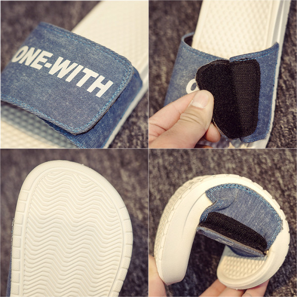 Vīriešu ikdienas čības ar uzrakstu un plakanu zoli