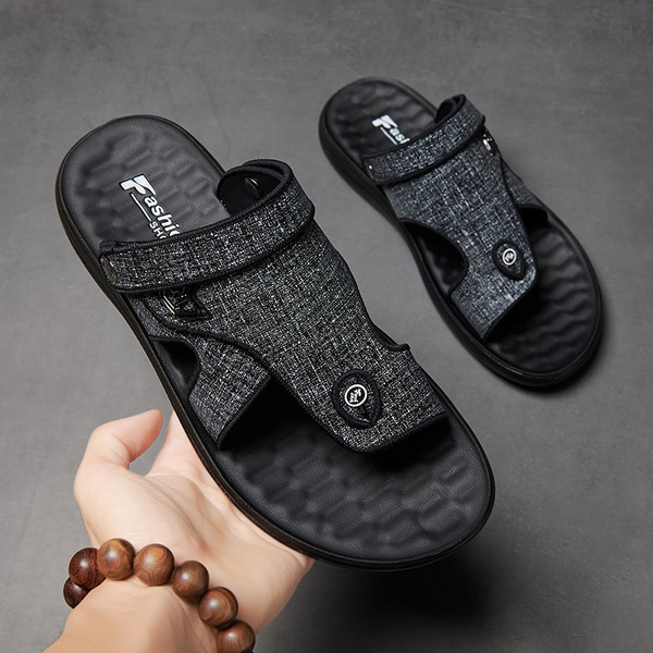 Papuci pentru bărbați din material textil peste vârf cu talpă plată