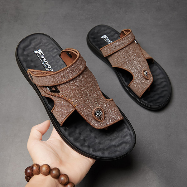 Papuci pentru bărbați din material textil peste vârf cu talpă plată