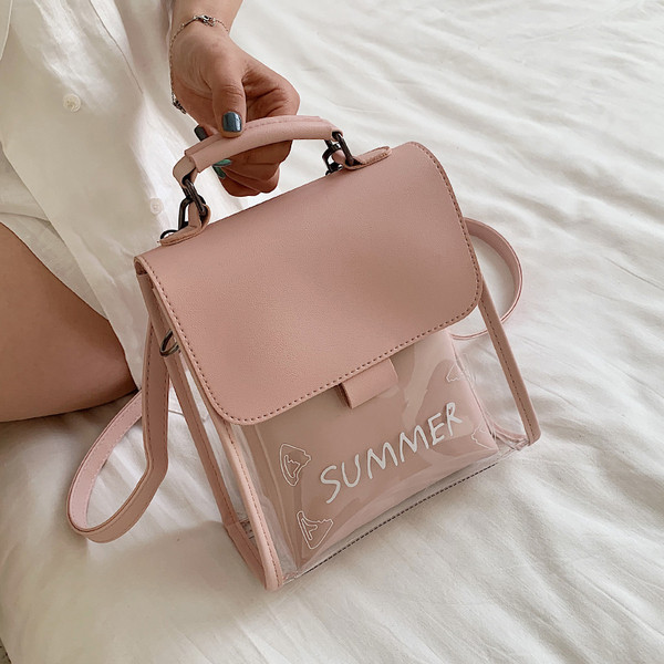 Mūsdienīga sieviešu mugursoma ar uzrakstu un rokturi