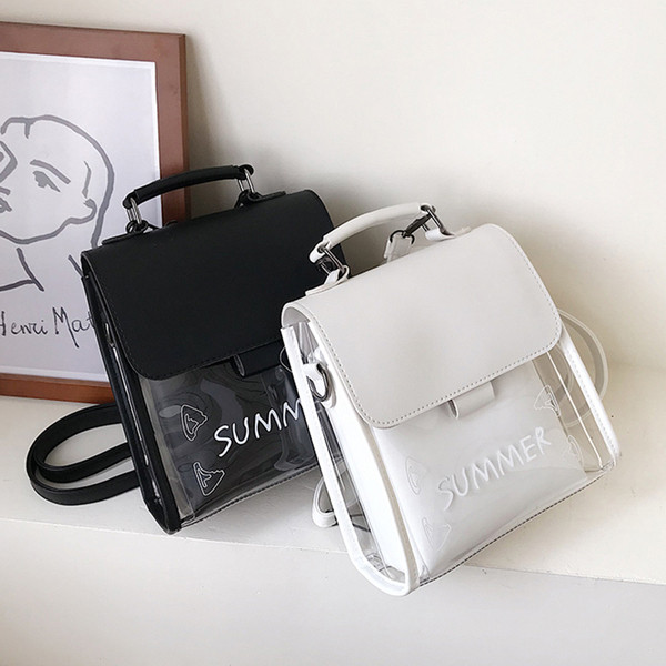 Mūsdienīga sieviešu mugursoma ar uzrakstu un rokturi