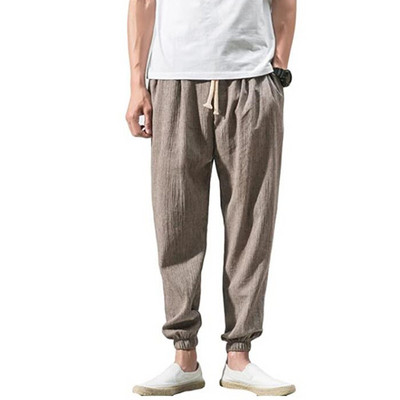 Pantaloni casual barbatesti cu cravate si elastice