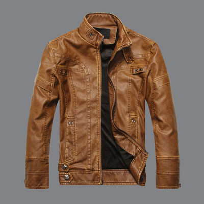 Muška jesensko-zimska jakna od eko kože u tri modela - smeđa, tamno smeđa, crna