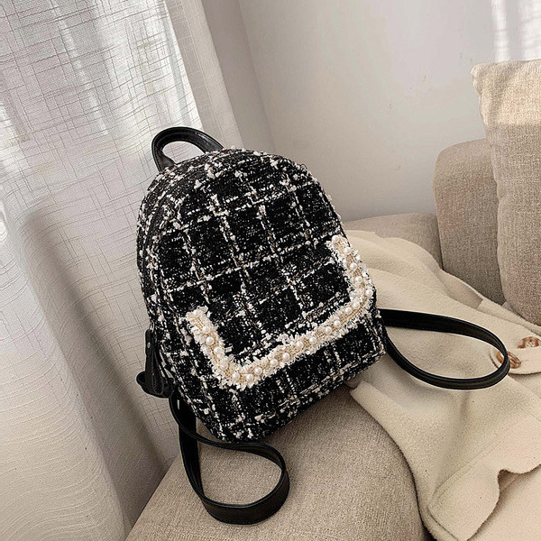 Sieviešu moderna rūtaina mugursoma ar rokturi