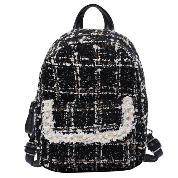 Sieviešu moderna rūtaina mugursoma ar rokturi