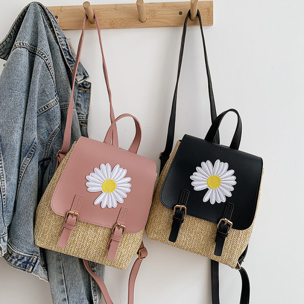 Stilīga sieviešu mugursoma ar ziedu elementu