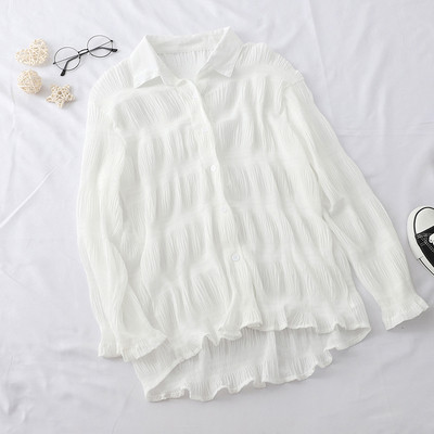 Modern női ing széles modell klasszikus gallérral és hosszú ujjal