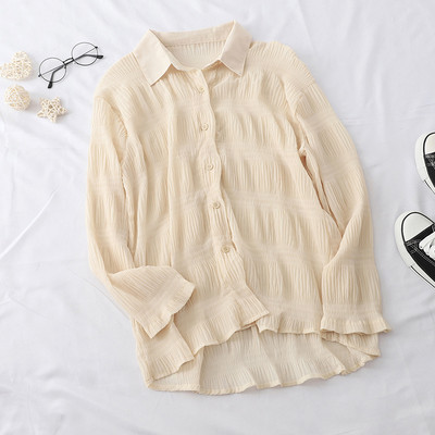 Modern női ing széles modell klasszikus gallérral és hosszú ujjal