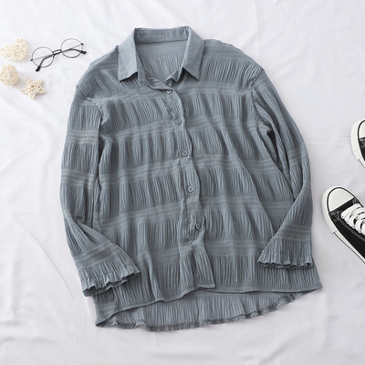 Modern női ing széles modell klasszikus gallérral és hosszú ujjal