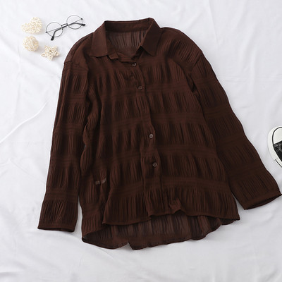 Modern női ing széles modell klasszikus gallérral és hosszú ujjal