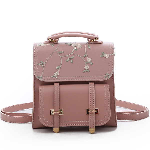 Sieviešu moderna eko-ādas mugursoma ar ziedu rakstu