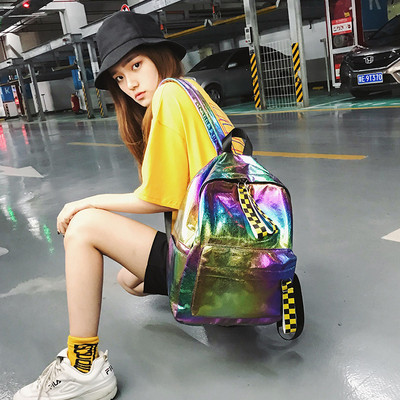 Ikdienas plata sieviešu mugursoma ar kabatu