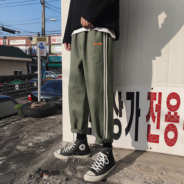 Ikdienas vīriešu bikses ar apmalēm un kabatām