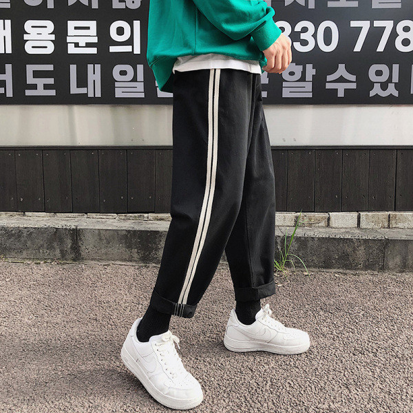 Ikdienas vīriešu bikses ar apmalēm un kabatām