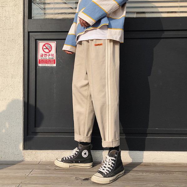 Ikdienas vīriešu bikses ar apmalēm un kabatām