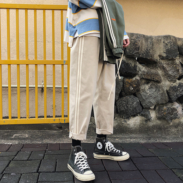 Ikdienas vīriešu bikses ar apmalēm un kabatām