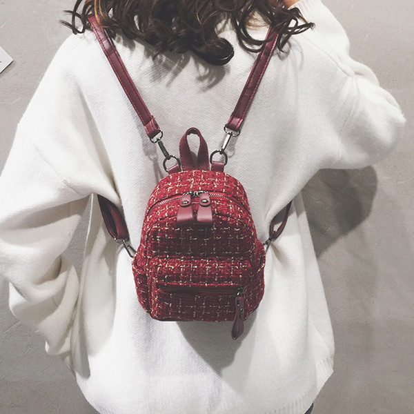 Pašreizējā sieviešu mini rūtainā mugursoma