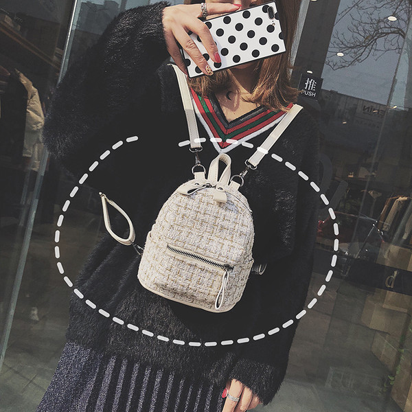 Pašreizējā sieviešu mini rūtainā mugursoma