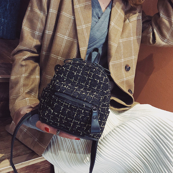 Pašreizējā sieviešu mini rūtainā mugursoma