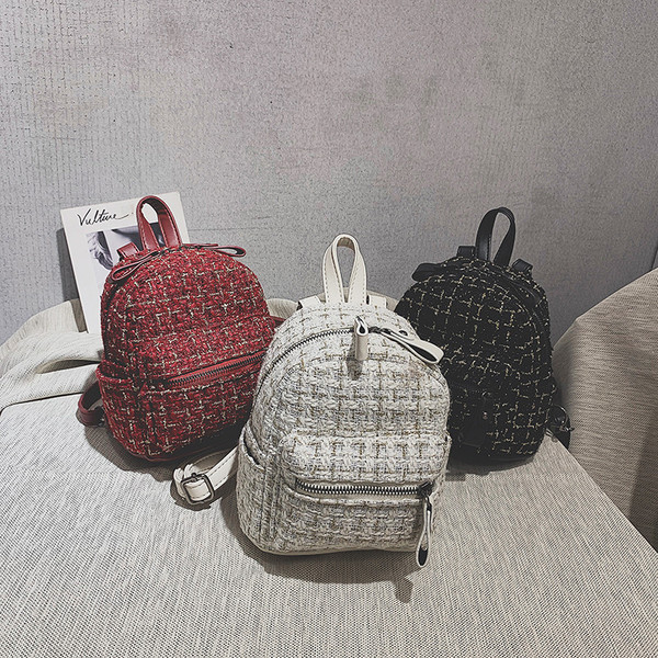 Pašreizējā sieviešu mini rūtainā mugursoma