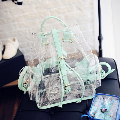 Moderna sieviešu caurspīdīga mugursoma ar mežģīnēm