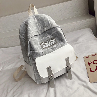 Sieviešu ikdienas rūtainā mugursoma ar uzrakstu