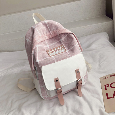 Sieviešu ikdienas rūtainā mugursoma ar uzrakstu