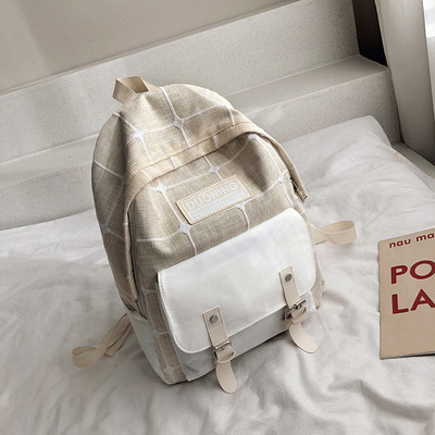 Sieviešu ikdienas rūtainā mugursoma ar uzrakstu