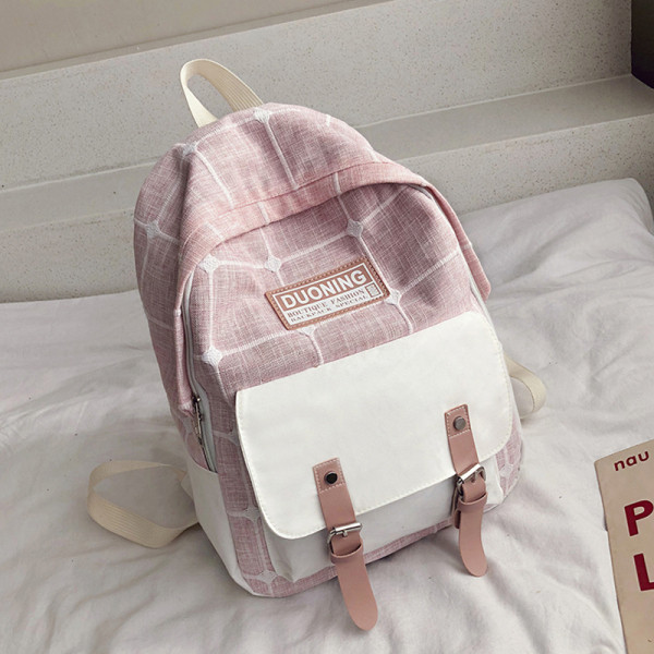 Sieviešu ikdienas rūtainā mugursoma ar uzrakstu