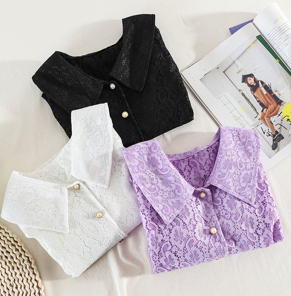 Sieviešu mežģīņu krekls ar pērļu pogām un pufīgām piedurknēm