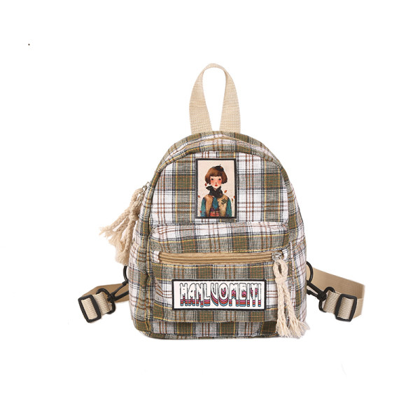 Sieviešu ikdienas rūtainā mugursoma ar aplikāciju