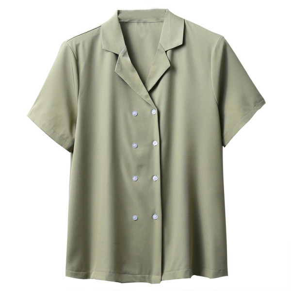 Vasaras sieviešu krekls ar īsām piedurknēm un dubultu aizdari