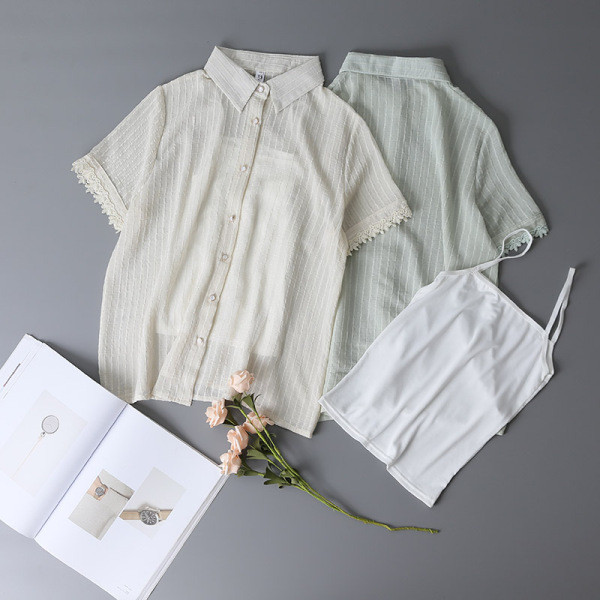 Ležerna ženska košulja kratkih rukava, klasične kragne i gumba