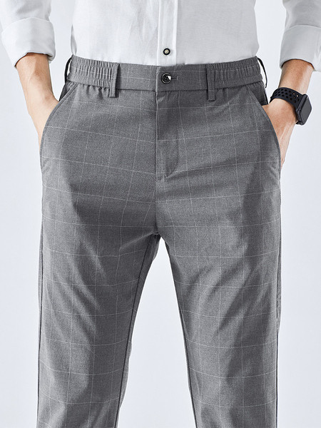 Modes vīriešu bikses ar elastīgu jostasvietu un kabatām